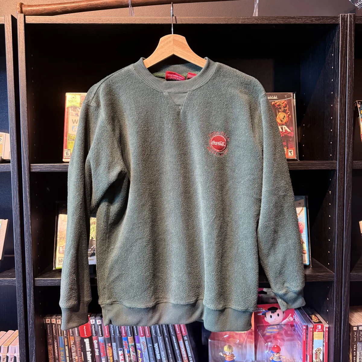 Coca-Cola Green Crewneck Sweatshirt - Very Good - NOSTOS Duluth GA
