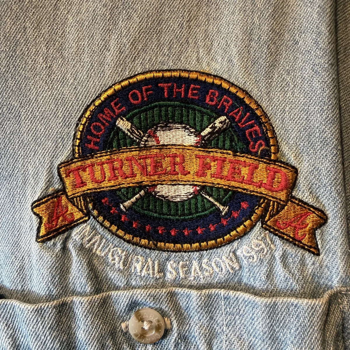 Turner Field 1997 Inaugural Season Denim Shirt - Very Good - NOSTOS Duluth GA - view 2