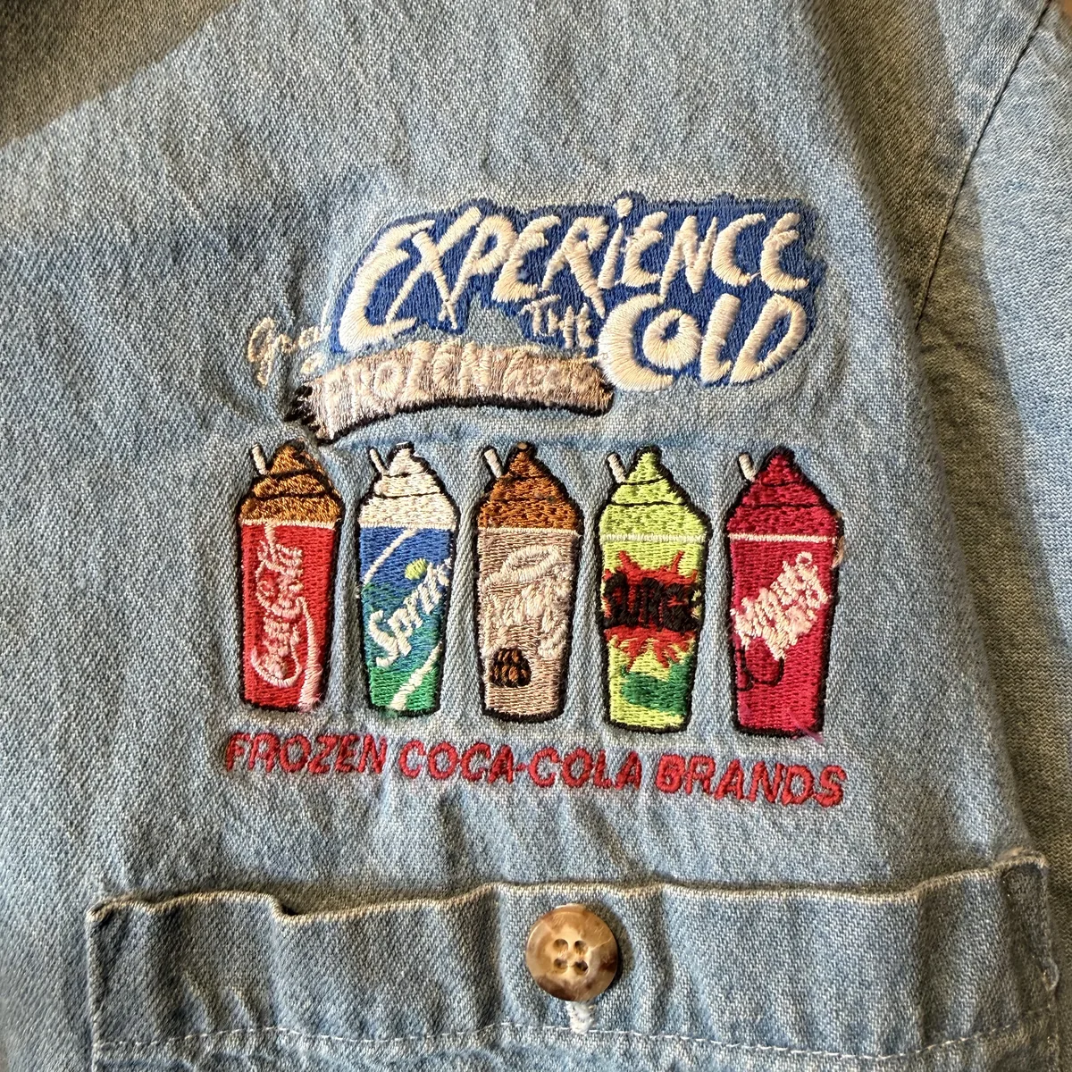 Frozen Coca-Cola Embroidered Denim Shirt - Very Good - NOSTOS Duluth GA - view 2