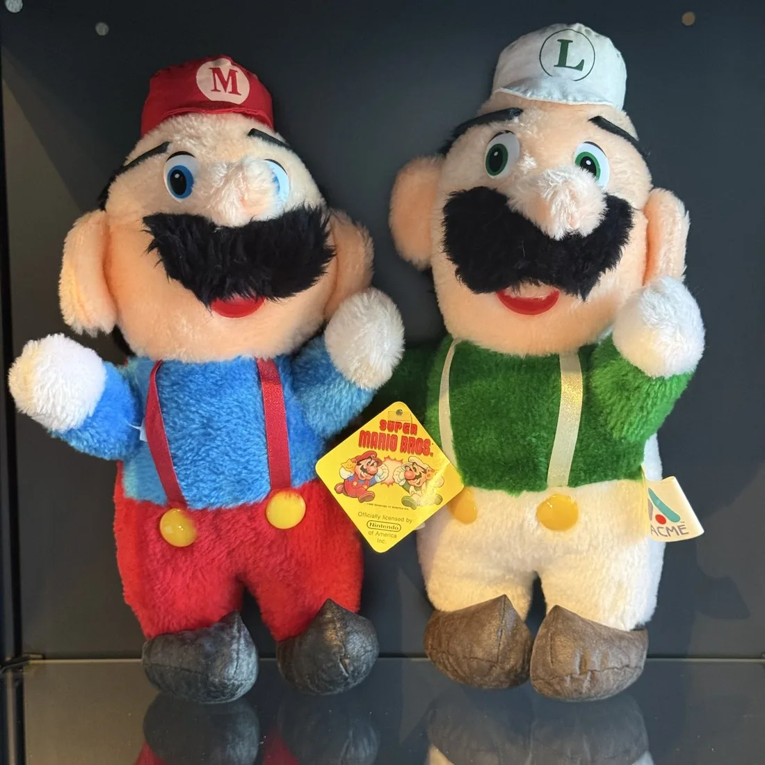 Mario and Luigi Plush Pair (ACME, 1988) — Very Good — NOSTOS Duluth GA